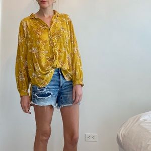 Mustard yellow breezy button down